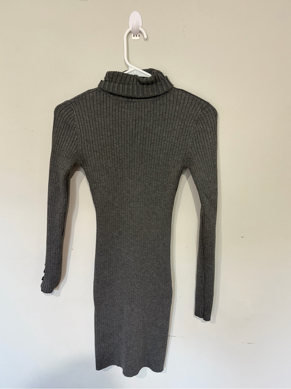 Hippie Rose Charcoal Ribbed Turtleneck Midi Dress
